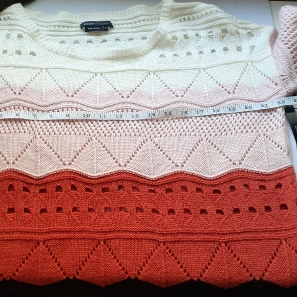 BCBGMAXAZRIA Pullover Colorblock Open Knit Oversized Sweater Small - Picture 8 of 10